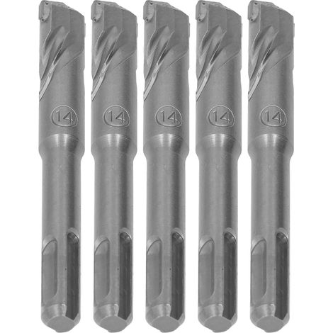 Lot de 5 forets à percussion à pointe carbure cémentée, 2 goujures, pour brique et pierre, diamètre d'ouverture 110 mm (14 mm / 0,55 po). (1/5)