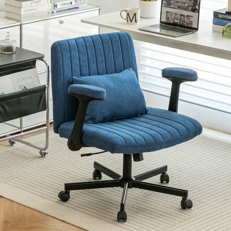 Sedia da ufficio in velluto per ufficio domestico – Sedia girevole regolabile in altezza con braccioli pieghevoli e rotelle silenziose – Elegante sedia da ufficio in tessuto per uffici domestici e pic (1/5)