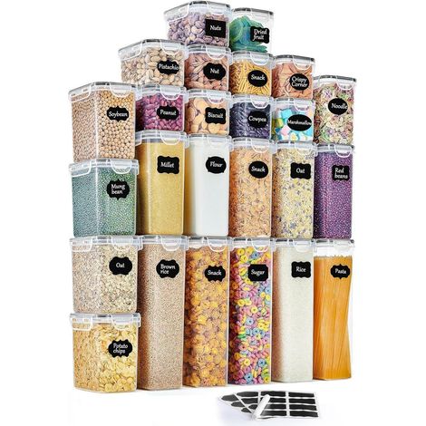 Vorratsdosen 25er Set luftdicht für Küche, Mehl, Müsli, Reis, Pasta, Schwarz (1/5)