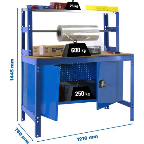 Mesa de Trabajo SIMONWORK BT 4 cabinet 1200 azul/madera