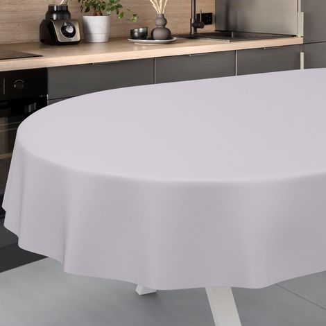 Nappe en Toile cirée, Lavable, pour Table de Jardin, extérieur, intérieur, Ovale, Bord coupé, Grise, 180 x 140 cm (1/5)