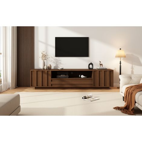 Mobile TV 180x40x45 cm in MDF marrone noce, 2 cassetti, contenitore da soggiorno – MEUBLIV (1/5)