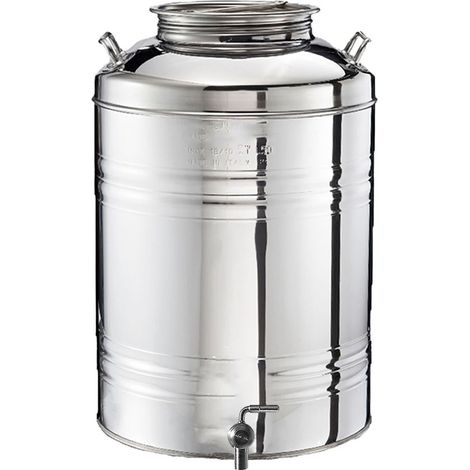 Fusto Contenitore 18/10 per olio e Liquidi Alimentari con Rubinetto girevole a 360° e valvola deflusso rapido e senza sprechi acciaio Made in Italy capienza da 2 a 50 litri - MISURA: 50 LITRI