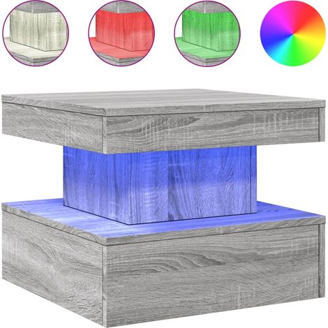 Maison Exclusive - Couchtisch mit LED-Leuchten Grau Sonoma 50x50x