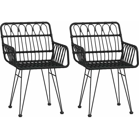 Maison Exclusive - Gartenstühle 2 Stk. mit Armlehnen Schwarz 56x6 (1/5)