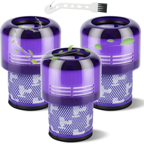 Filtros compatibles con Dyson V11 V15 SV14 SV17 SV22 Detect Absolute, 3 filtros de repuesto para aspiradoras Dyson, color morado. (1/5)