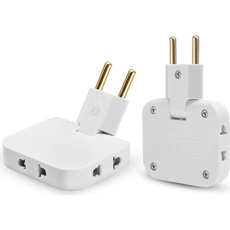 2 PCS Multiprise Plate Derriere Meuble avec 3 Prises, Prise Multiple Plate avec Connexion Pivotante 180º, Prise Plate 16A/250V