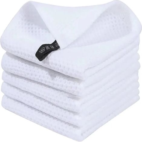 Beyamis Torchons coton alvéolé lot6 - 30x30cm ultra-absorbants cuisine (1/4)
