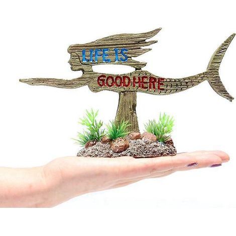 Piece Sized Aquarium Plant Plastic Decoration and Polyresin Rock Cave Ornament Mermaid Decoration (1/5)