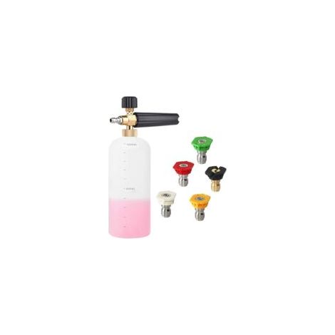 Idropulitrice ad alta pressione con lancia schiumogena, getto di lavaggio regolabile da 1 litro, lancia a sgancio rapido da 1/4", dispenser di sapone, flacone con 5 ugelli spray per autolavaggio.