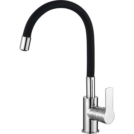 Aqualine Lore - Grifo de fregadero con brazo flexible, cromo/negro 1106-70 (1/2)