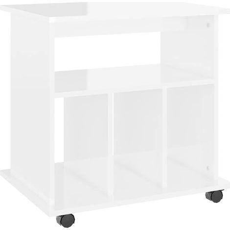 Armadio da Stoccaggio Mobiletto con Ruote Bianco Lucido 60x45x60 cm Legno Multistrato DAS429644 (1/5)