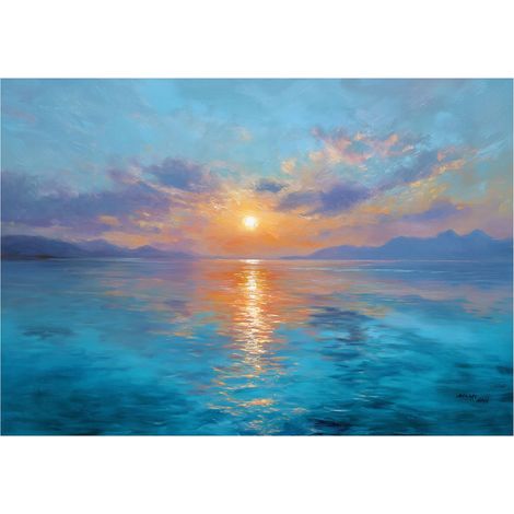 Papier peint mural paysage océan soleil intissé grand format design intérieur salon chambre pas cher 150x105 cm (1/5)