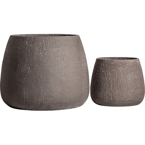 Duo de vases amphore contemporain - brun grisé (1/2)