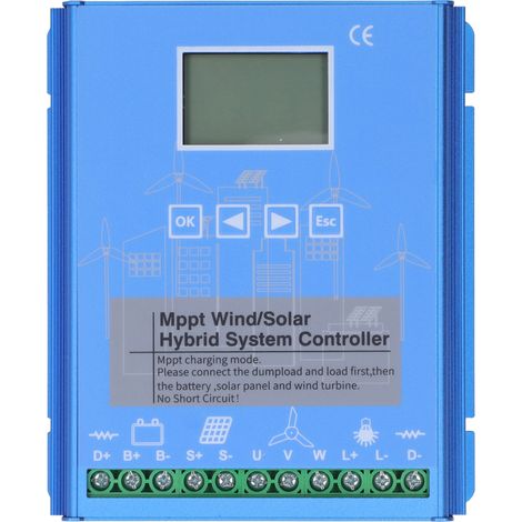 Wind-Solar-Hybrid-Laderegler MPPT-Boost-Charge für 12V/24V Lithium-Säure-Batterien mit Bluetooth, Blau 8060 (1/5)