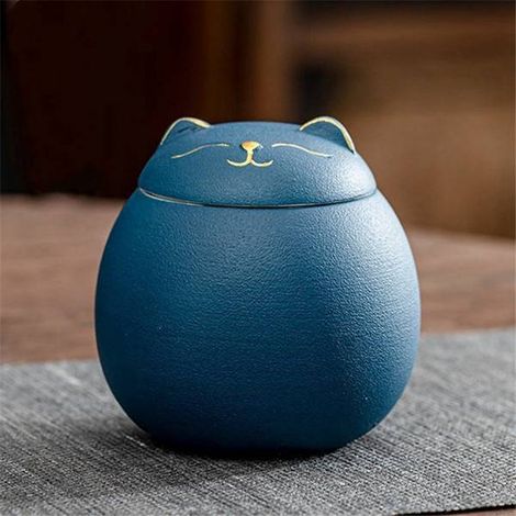 1 Farbe: Grün Material: Teedose aus Keramik in Form einer Glückskatze, tragbarer und feuchtigkeitsbeständiger Aufbewahrungsbehälter.