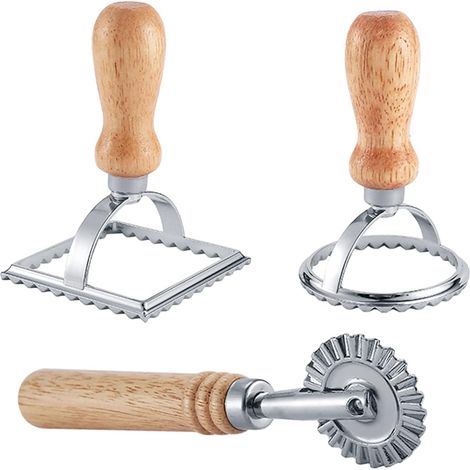 Cutters with Wheel Set of 3 - Mold with Handle and Edge, Cutter and Press Stamp for , , , (3 with Cutter) (1/5)