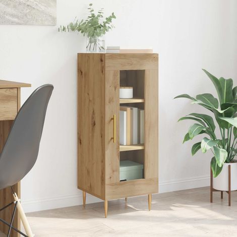 Buffet 1 porte chêne artisanal en bois d’ingénierie 34,5 x 34 x 90 cm - PANGIVO (1/5)