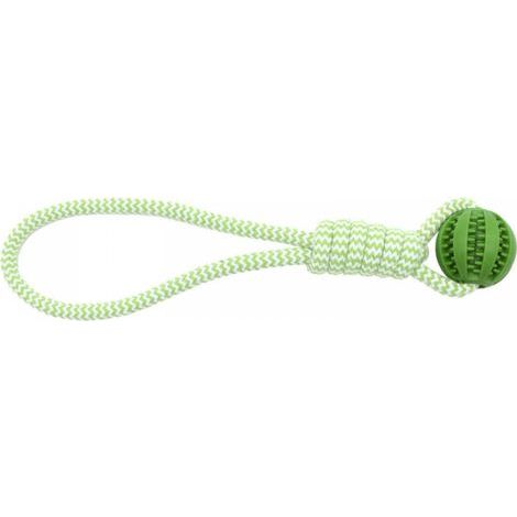 Jouet pour chien, nœud en corde de caoutchouc verte, 38 cm de long, 6 cm de diamètre, 1 pièce, à mâcher et à mordiller. (1/5)