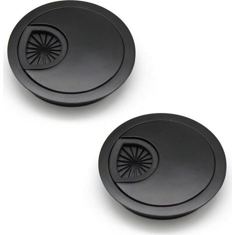 2 Pièces Passe Cable 60 mm , Couvercle du Trou de Câble pour Bureaux, Bureaux et Plans de Travail, Noir , Alliage de Zinc (1/4)