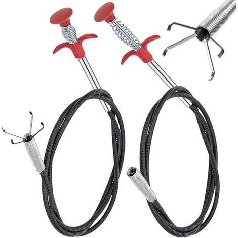 2-teiliges flexibles Teleskop-Abflussreinigungsset 200 cm/90 cm für Spülbecken, Sanitäranlagen, Duschen und Abflüsse - 2 Stück (1/5)