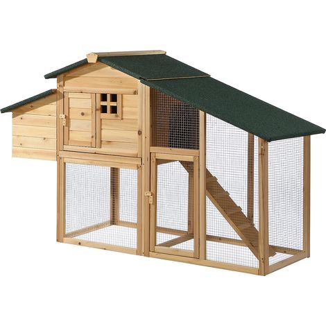 Pollaio con recinto 4 galline L. 173 x P. 64 x H. 108 cm in Legno Naturale - LEVAS