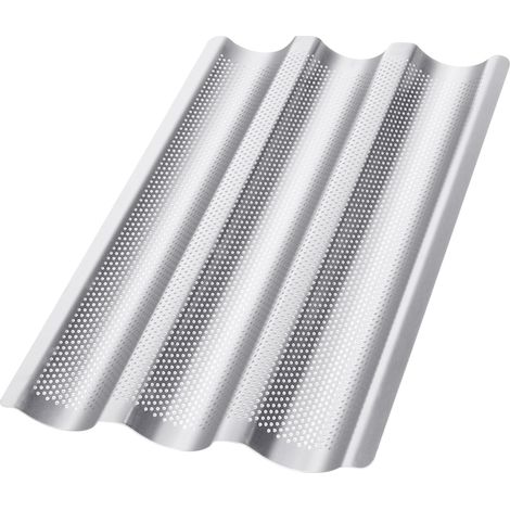 38 x 24,8 cm Moule à baguette pour 3 baguettes avec revêtement antiadhésif, Idéal comme moule à baguettes, accessoire de cuisson, Plaque Cuisson Four (1/5)