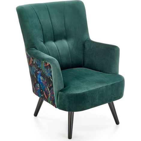 Sillón Houston 1372, Verde, 95x67x82cm, Tapiz, Patas: Madera, 0