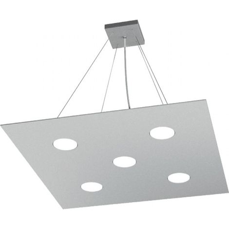 Lampadario moderno top light area 1127 s5+2 gx53 led biemissione metallo sospensione, finitura metallo grigio