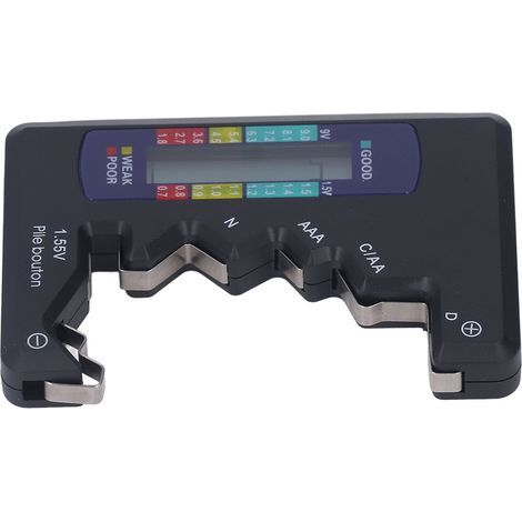 Digitaler Batterietester mit ABS-LCD-Bildschirm, Knopfzellenbatterieprüfer für 1,5-V- und 9-V-Batterien, Messung, Schwarz (1/5)