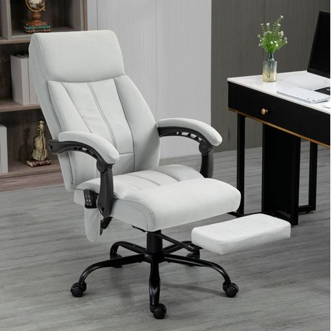 MEUBLIV Massierender Bürostuhl neigbar hellgrau 65x74x119 cm – mit Fußstütze (1/5)
