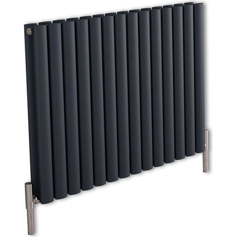 Milano Aruba Ayre Anthracite Horizontal Double Oval Panel Aluminium Radiator - 600mm x 830mm