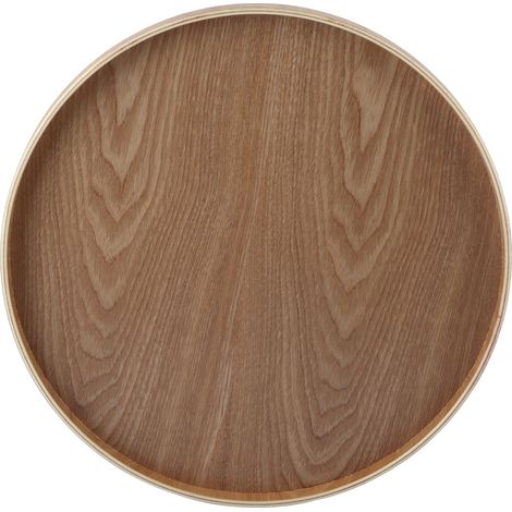 Plateau de service rond en bois massif pour thé, café, en-cas et repas, idéal pour les restaurants. (1/5)