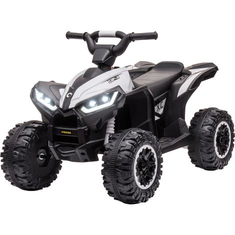 Quad électrique enfant 6 km/h effets sonores lumineux noir blanc 83x53x55,5 cm