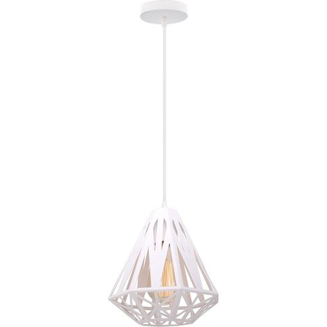 Plafonnier Vintage Industrielle 20CM Blanc Lustre en Fer Cage Abat-jour Lampe de Plafond E27 Éclairage Décoration Suspension Luminaire pour Chambre Entrée Couloir Bar Restaurent (1/5)