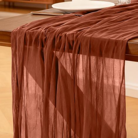 1 Chemin De Table, 300x90cm Gaze, Style Bohème, Pour Mariage, Fête (1/5)
