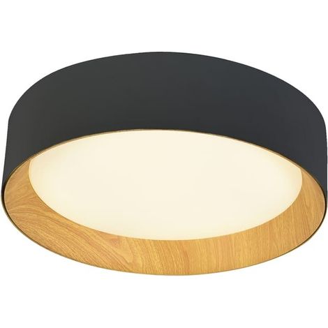 Plafón de techo LED "Lea" (60W 3000K 3020lm) – Negro/Madera (1/5)