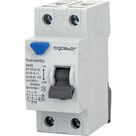 INTERRUTTORE DIFFERENZIALE SALVAVITA AC 2P 50A 30mA 240V PROTEZIONE DA DISPERSIONE VERSO TERRA (1/4)