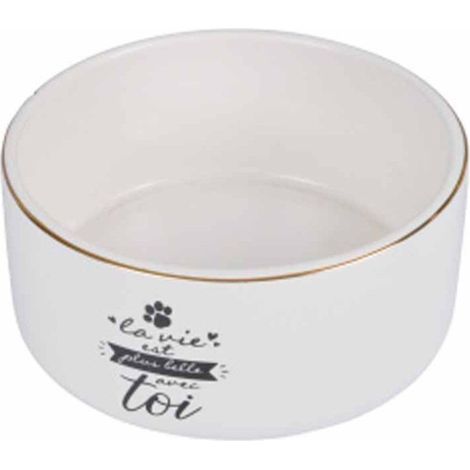 Gamelle pour Chien & Chat "La belle Vie" 13cm Blanc