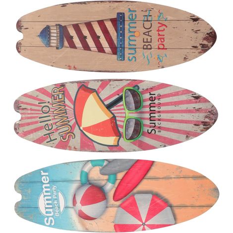 Planche de Surf et Surface Délicate Panneaux Décoratifs en Bois Lot de 3 Design Créatif pour Décoration Murale de Chambre ou Bar (1/5)