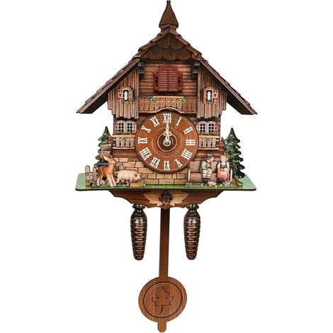 Wood Cuckoo Clock, Wall Clocks Wood Retro Pendulum Clock, Multifunctional Clock, Singing Home Decoration for Living Room Bedroom Study Office