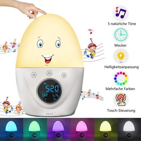 Heller Wecker, Wecklicht, digitaler Wecker für Kinder und Erwachsene, Nachtlichtwecker 7 helle Farben, 5 Musik, 4 helle Nachttischlampe, Schlummerfunktion (1/5)