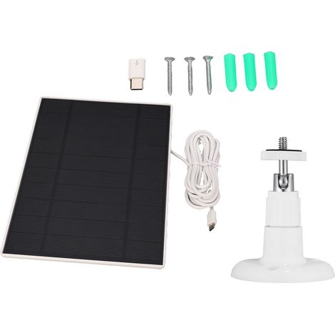 Caméra de sécurité panneau solaire blanc 6W monocristallin avec support réglable à 360° pour mur (1/4)