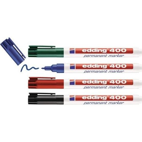 Rotuladores permanentes edding 400 negro/rojo/azul/verde ancho de línea 1mm punta redonda (1/2)