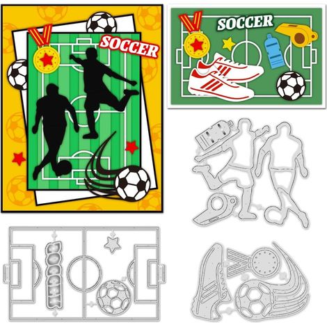 Lot de 3 matrices de découpe en métal pour la fabrication de cartes de football - Pochoirs en métal pour loisirs créatifs, scrapbooking, décoration d'albums et loisirs créatifs (1/5)