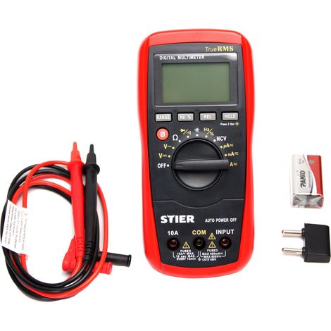 STIER Digital-Multimeter 4V - 600 V AC / 0,400mV - 600 V DC CAT IV 600V, multitester für Widerstände, Kapazitäten, Temperaturen, Dioden Test und Durchgangsprüfung (1/5)