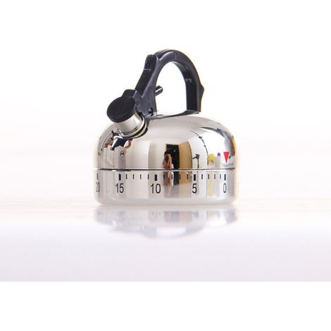 Stainless Steel Kitchen 60 Minutes Timer Clock Teapot Shaped Manual Mechanical Clockwork Cooking Alarm Countdown Reminder (1/5)