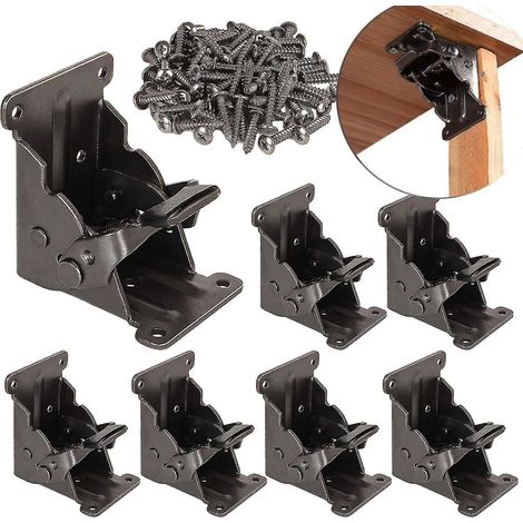 Lot de 8 supports de pieds de table pliables, supports de table pliables, supports télescopiques verrouillables, charnières verrouillables, supports pliables, charnières autobloquantes (1/5)