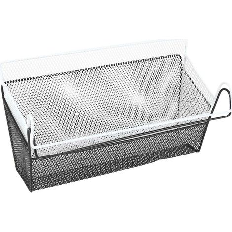 Lot de 2 paniers de rangement pour dortoir, organisateur en filet pour livres, téléphones, bureau à domicile, organisateur de bureau suspendu, meuble d'angle (blanc + noir) (1/5)