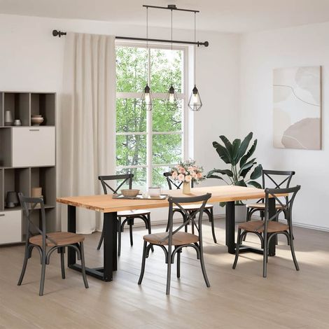 Maison Exclusive - Esstischbeine T-Form 2 Stk. Schwarz 70x35x(72-